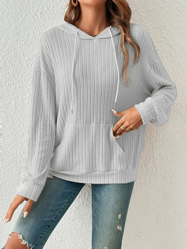 Sweat à capuche rayé à manches longues pour femme