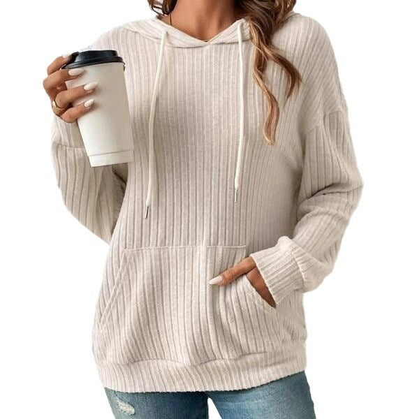 Sweat à capuche rayé à manches longues pour femme