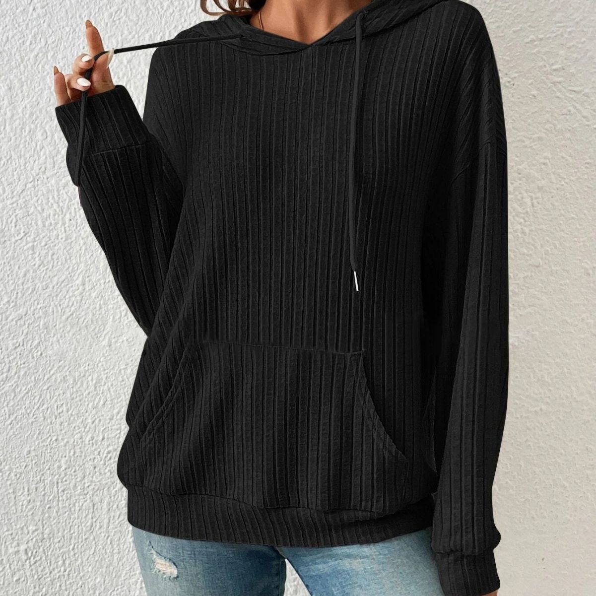 Sweat à capuche rayé à manches longues pour femme
