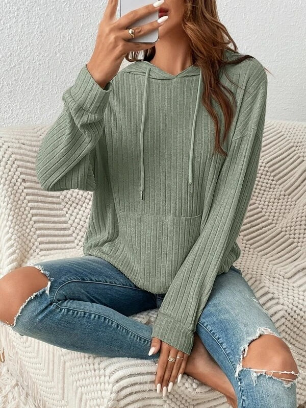 Sweat à capuche rayé à manches longues pour femme