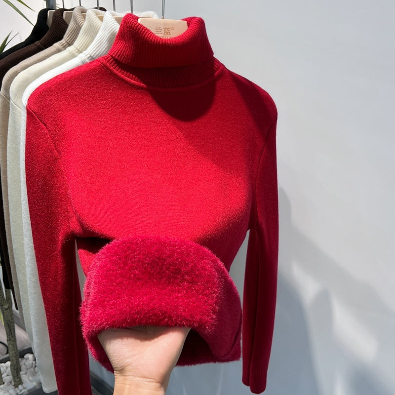 Pull d'hiver à col roulé pour femme, élégant, épais