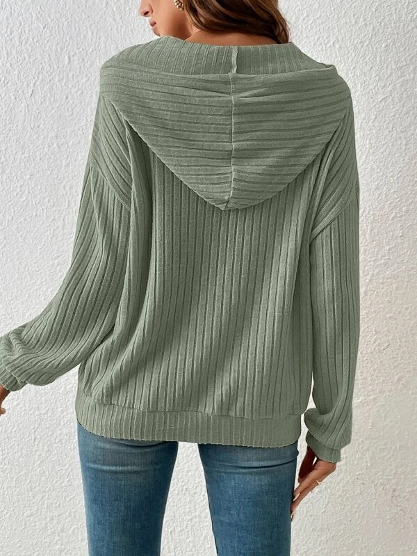 Sweat à capuche rayé à manches longues pour femme