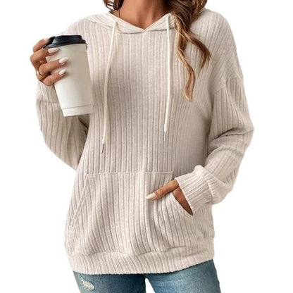 Sweat à capuche rayé à manches longues pour femme