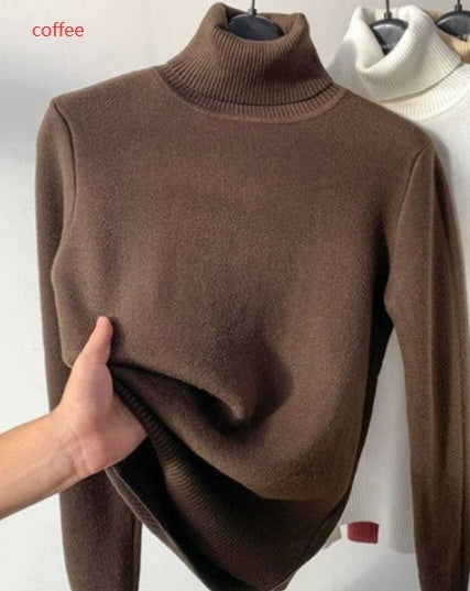 Pull d'hiver à col roulé pour femme, élégant, épais
