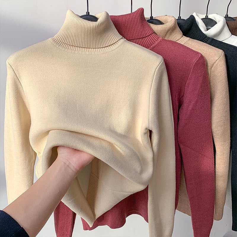 Pull d'hiver à col roulé pour femme, élégant, épais