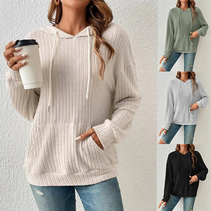 Sweat à capuche rayé à manches longues pour femme