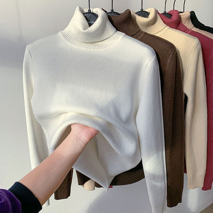 Pull d'hiver à col roulé pour femme, élégant, épais